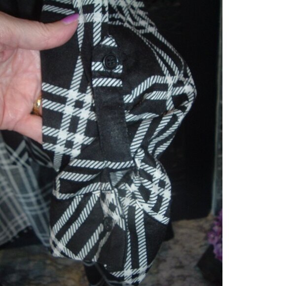 NWT New York Laundry Plaid Lagenlook Draped Cardigan Sweater w/roll-tab Sleeves - Picture 5 of 6